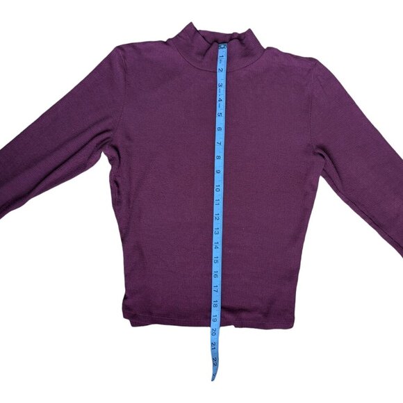 Garage Mock Neck Slim Fit Ribbed Sweater Women Size Medium - Picture 3 of 6